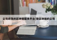 公司研发的区块链服务平台[做区块链的公司]